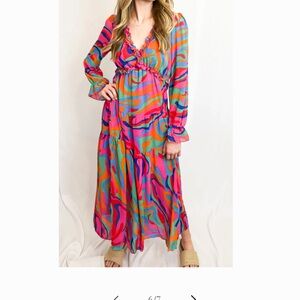 Vibrant Tiered Multicolor Women's Dress | M